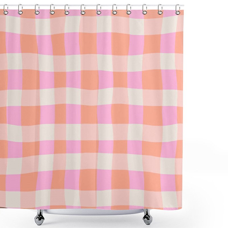 Personality  Bold Classic Plaid Texture. Abstract Checkered Lines Pattern. Vector Seamless Lined Background Shower Curtains