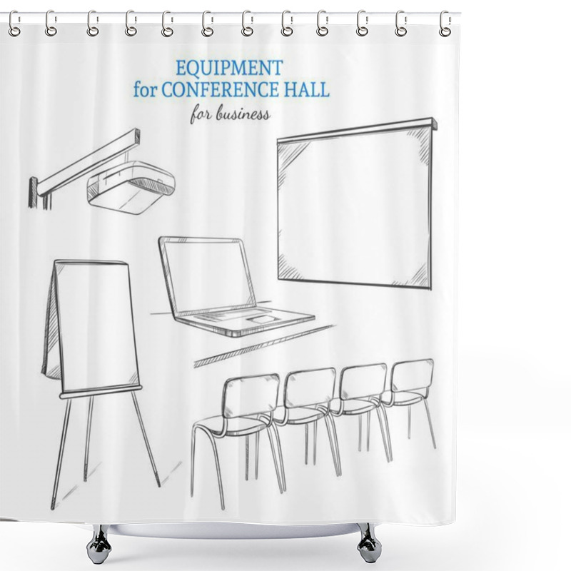 Personality  Hand Drawn Business Presentation Equipment Set Shower Curtains