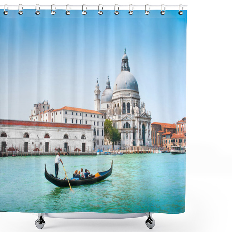 Personality  Gondola On Canal Grande With Basilica Di Santa Maria Della Salute In The Background, Venice, Italy Shower Curtains