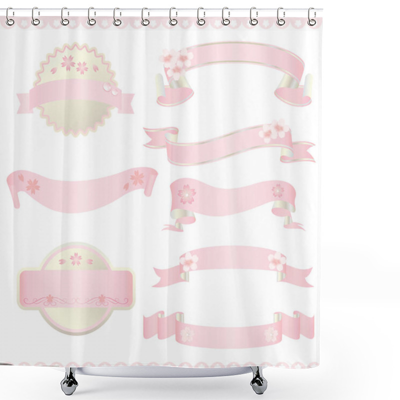 Personality  Spring Ribbon Set Of Cherry Blossoms Shower Curtains