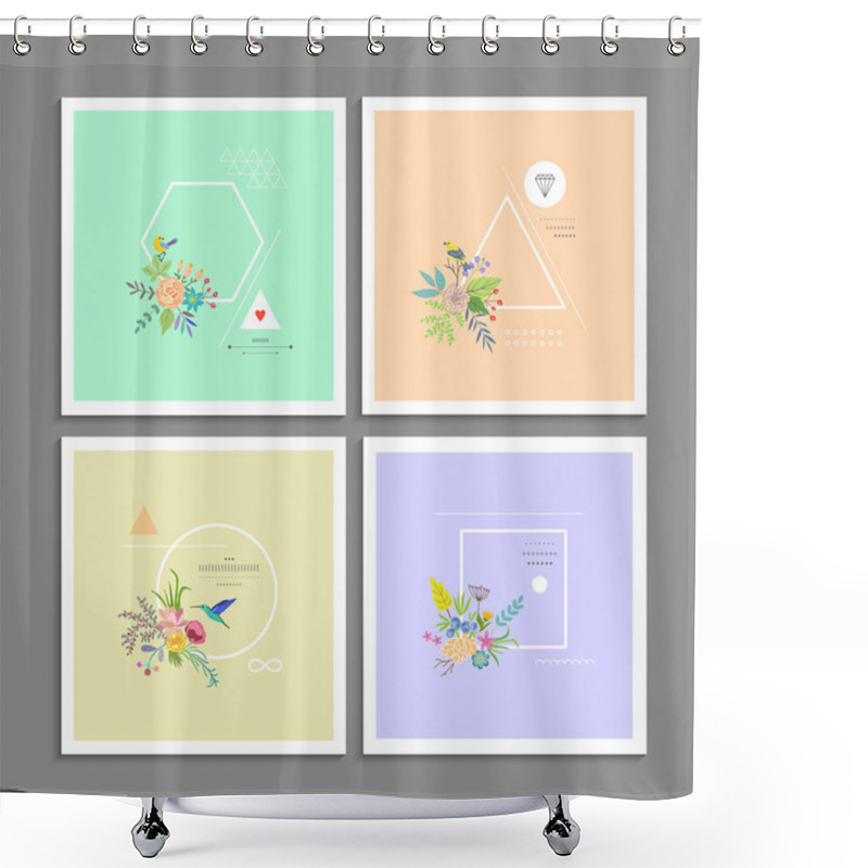 Personality  Collection Of Trendy Creative Cards. Shower Curtains