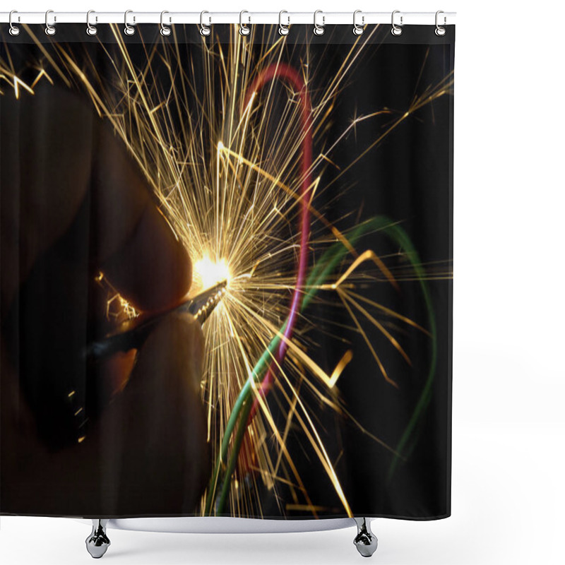 Personality  Bright Burning Sparks Fly From The Electric Short Contact Shower Curtains