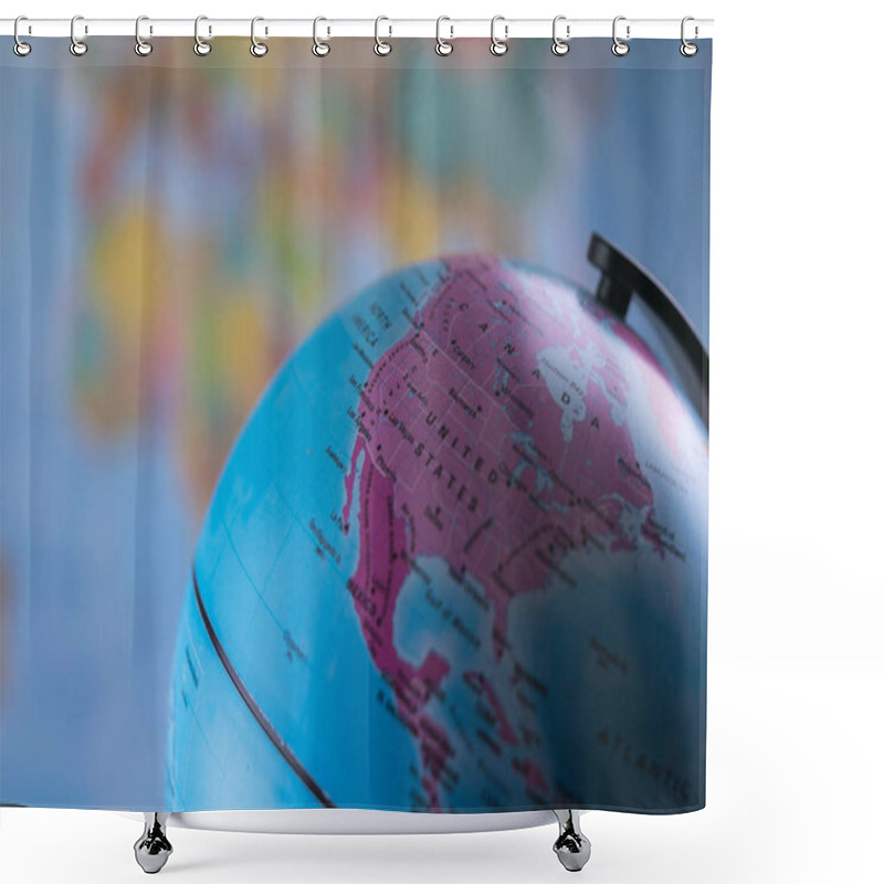 Personality  United States And Canada Map On A Globe With Earth Map In The Background. Shower Curtains