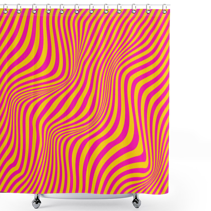 Personality  Groovy Hippie 70s Background, Striped Wave Texture In Trendy Retro Psychedelic Style. Vector Illustration Shower Curtains