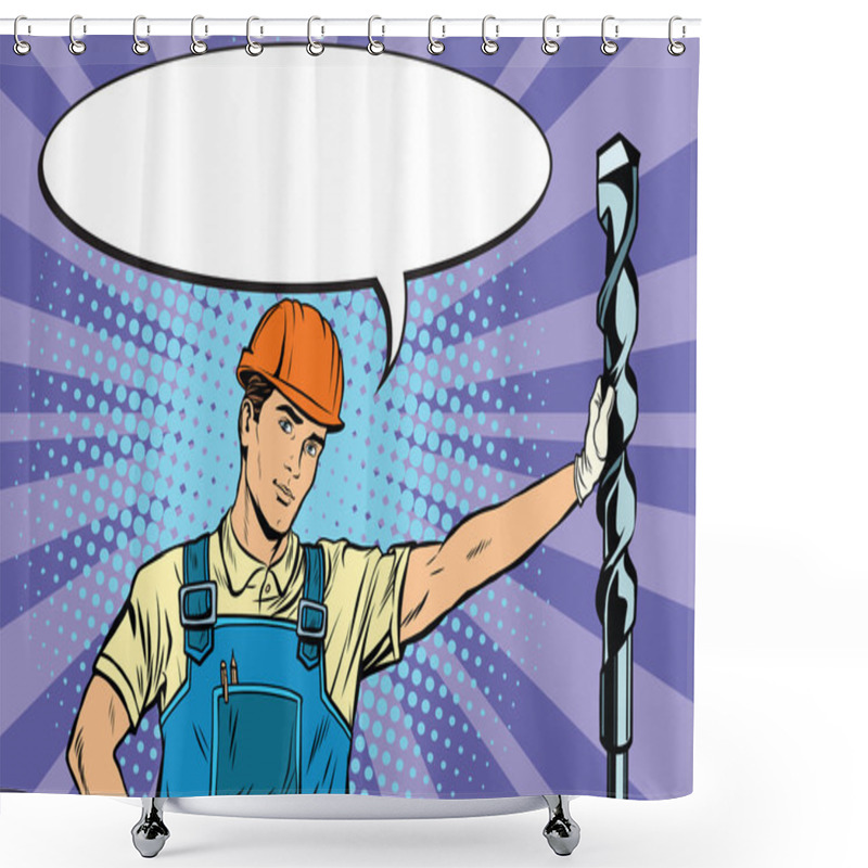 Personality  Beautiful Professional Builder With Electric Drill Shower Curtains