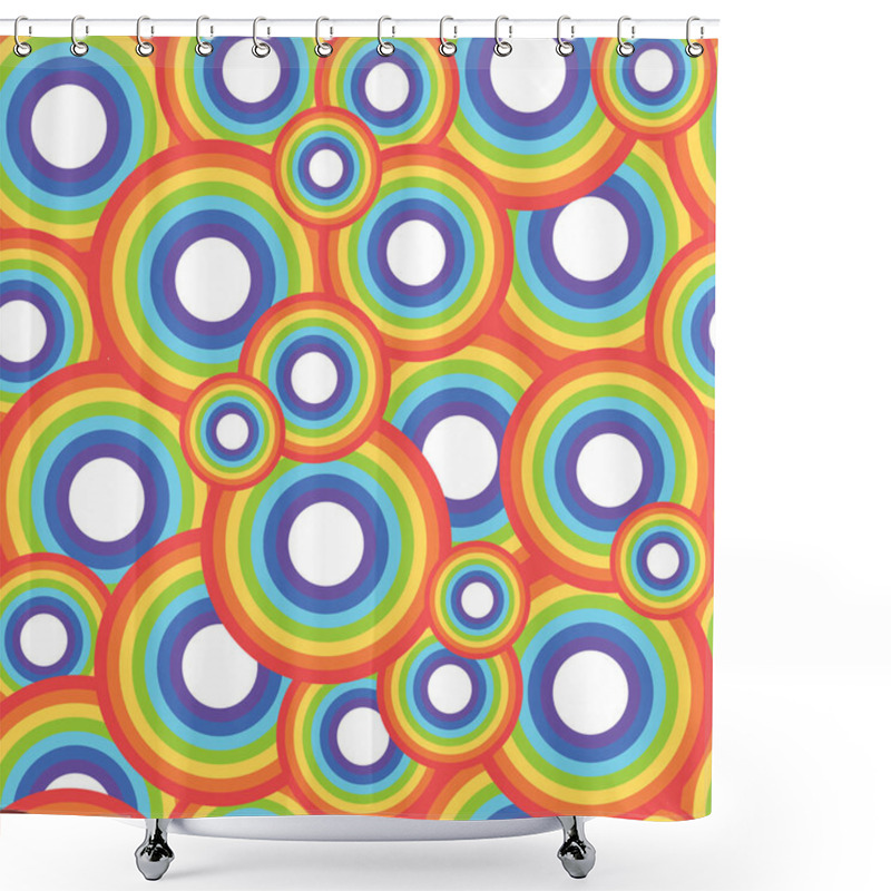 Personality  Rainbow Circle Vector Seamless Pattern Shower Curtains