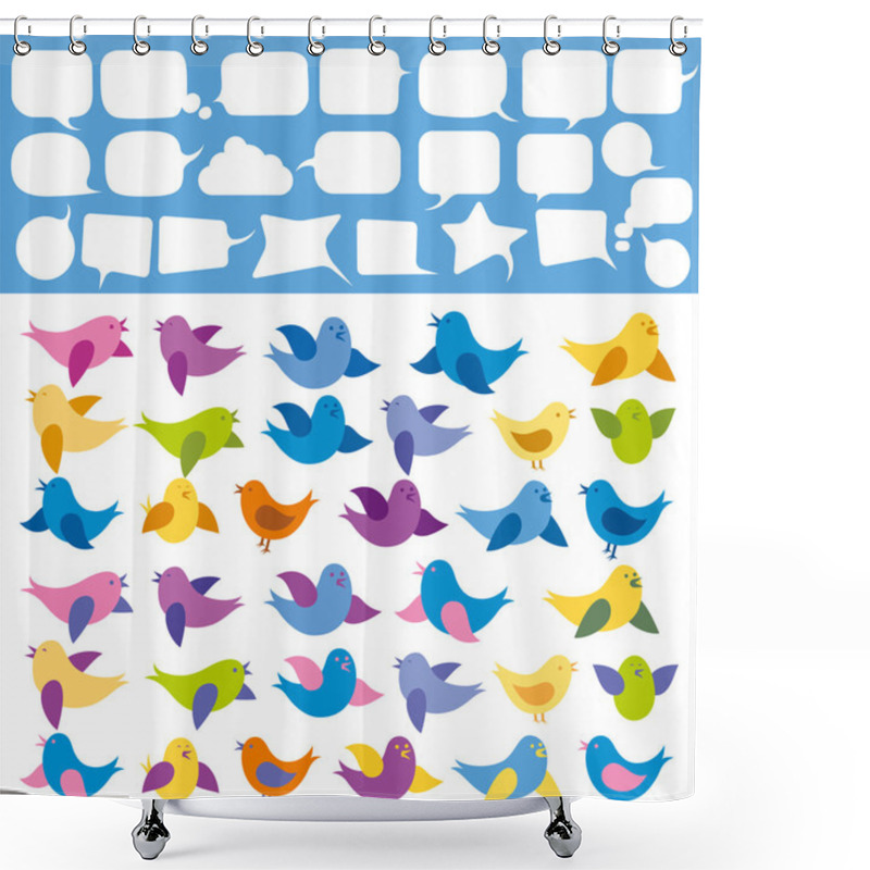 Personality  Vector Card With Birds Shower Curtains