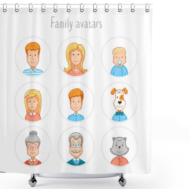 Personality  Family Avatars Collection Shower Curtains