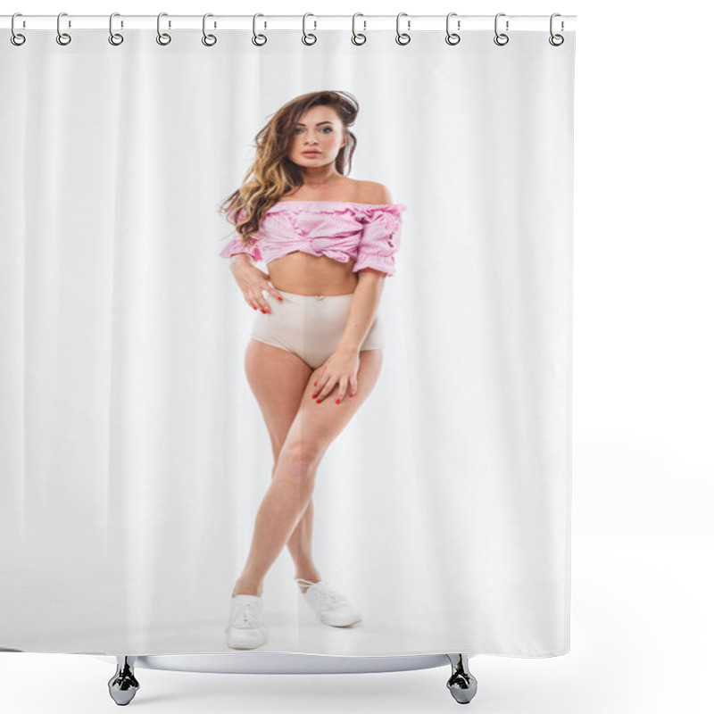 Personality  Beautiful Young Woman In Underwear Shower Curtains