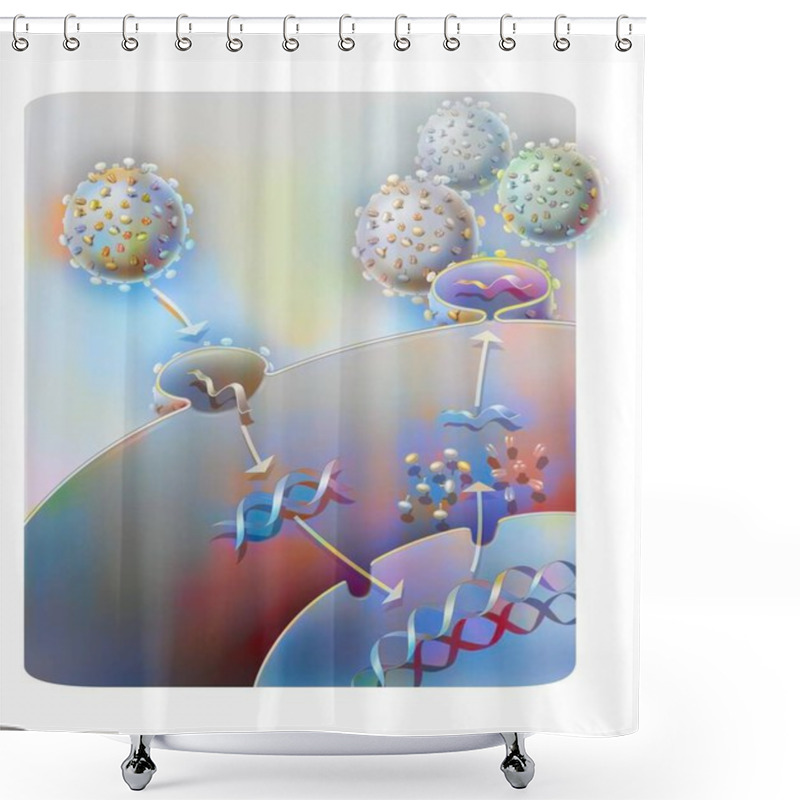 Personality  Penetration And Replication Of A Retrovirus (example: AIDS) In A Host Cell. Shower Curtains