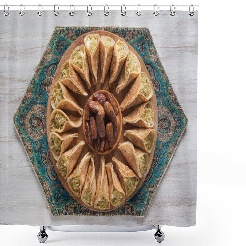 Personality  Arabian Pancake Stuffed With Sweet Cheese Shower Curtains