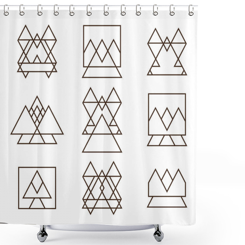 Personality  Set Of Geometric Shapes Triangles, Squares And Lines For Your De Shower Curtains