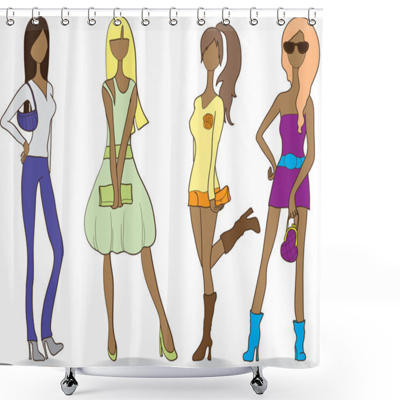 Personality  Fashionable City Girl. Shower Curtains