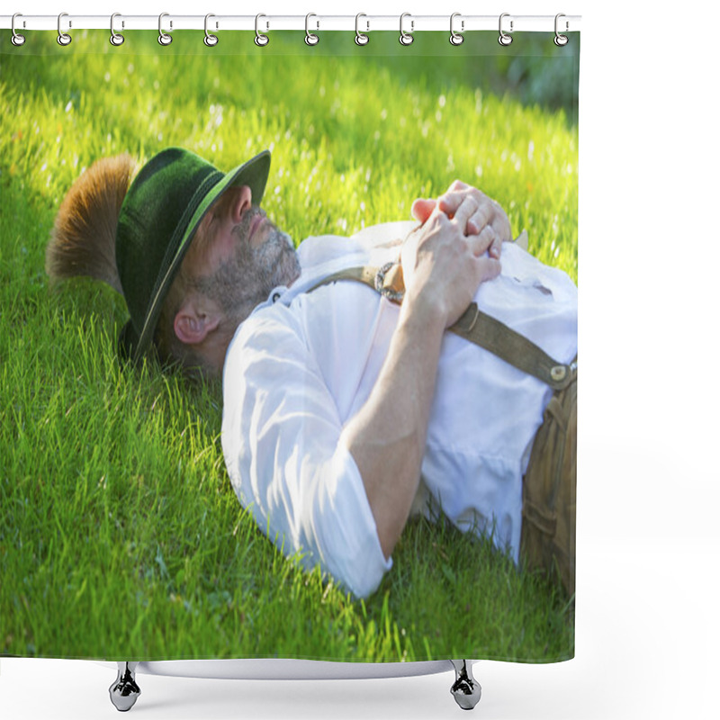 Personality  Bavarian Man Sleeping On The Grass Shower Curtains