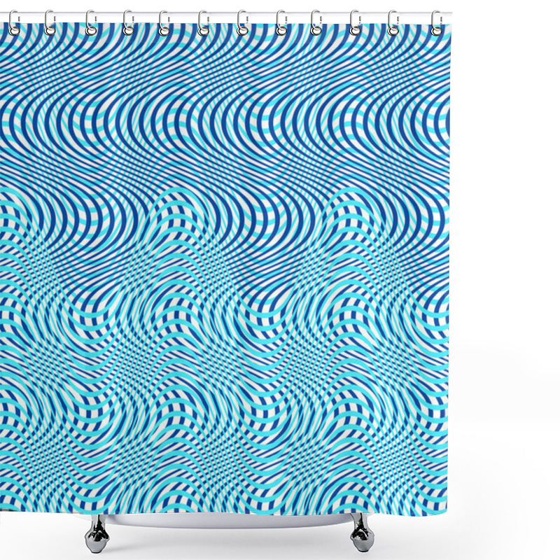 Personality  Intersected, Interweaved Irregular Blue Lines, Blue Stripes Grid Shower Curtains