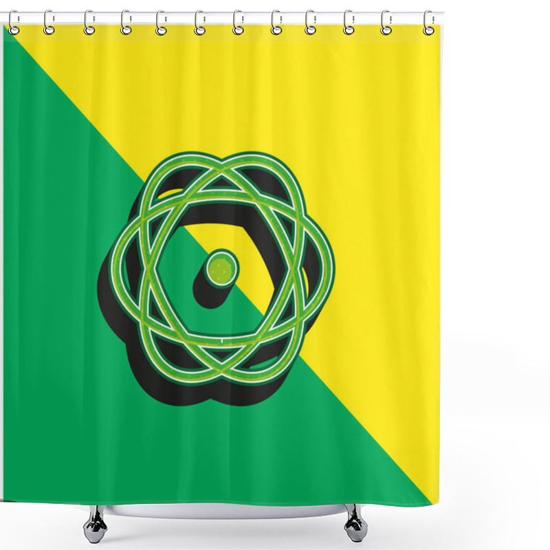 Personality  Atom Variant Green And Yellow Modern 3d Vector Icon Logo Shower Curtains