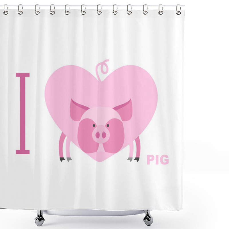 Personality  I Love Pig. Symbol Of  Heart Of A Pig. Vector Illustration For L Shower Curtains