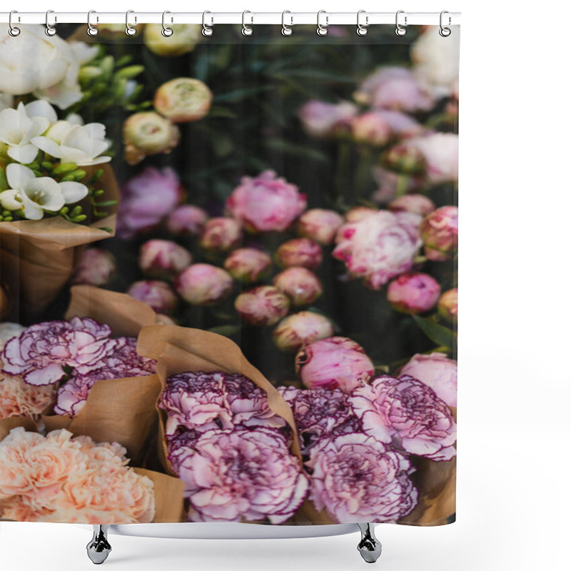 Personality  Bunch Of Different Flowers On Street In Paris, France Shower Curtains