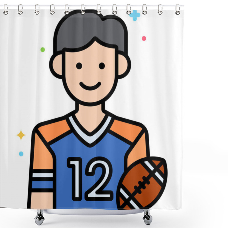 Personality  Football Player Icon, Vector Illustration Shower Curtains