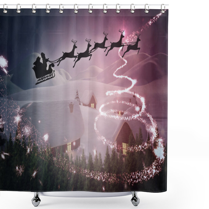 Personality  Silhouette Of Santa Claus And Reindeer Shower Curtains