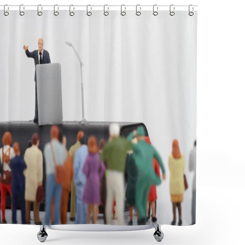 Personality  Miniature Figurine Of A Politician Speaking To The Crowd On An Election Rally Shower Curtains