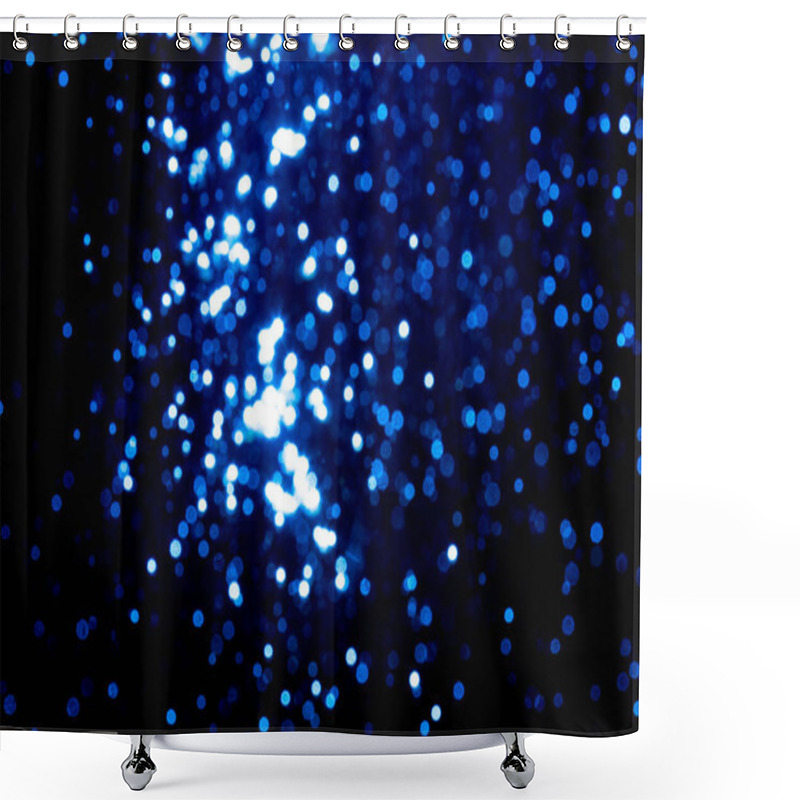 Personality  Abstract Blue Bokeh With Black Background Shower Curtains