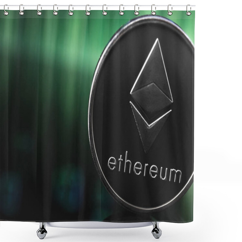 Personality  Ethereum Coin On The Digital Background Shower Curtains