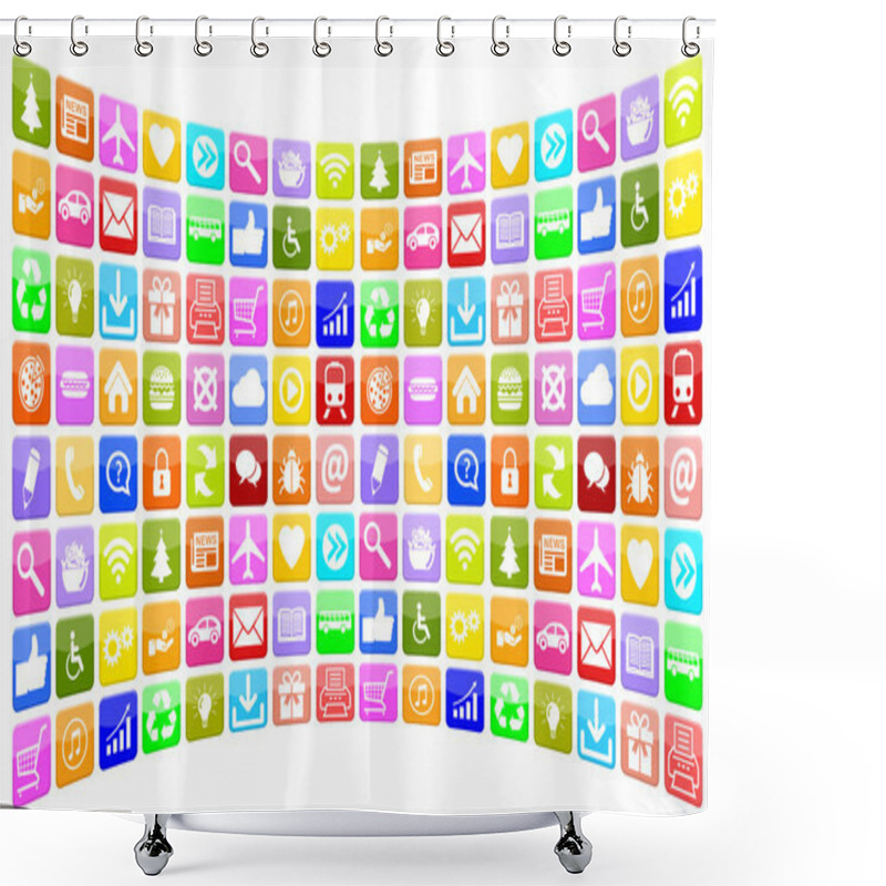 Personality  Application Apps App Icon Icons Collection For Mobile Or Smart P Shower Curtains