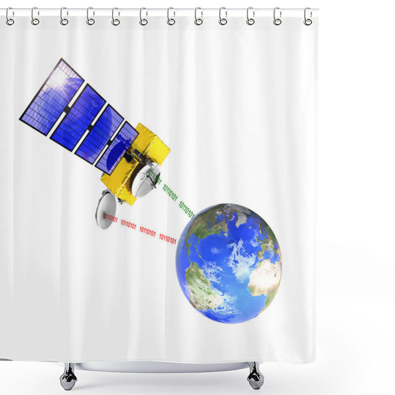 Personality  Spacecraft Emitting And Receiving Data From Earth Shower Curtains