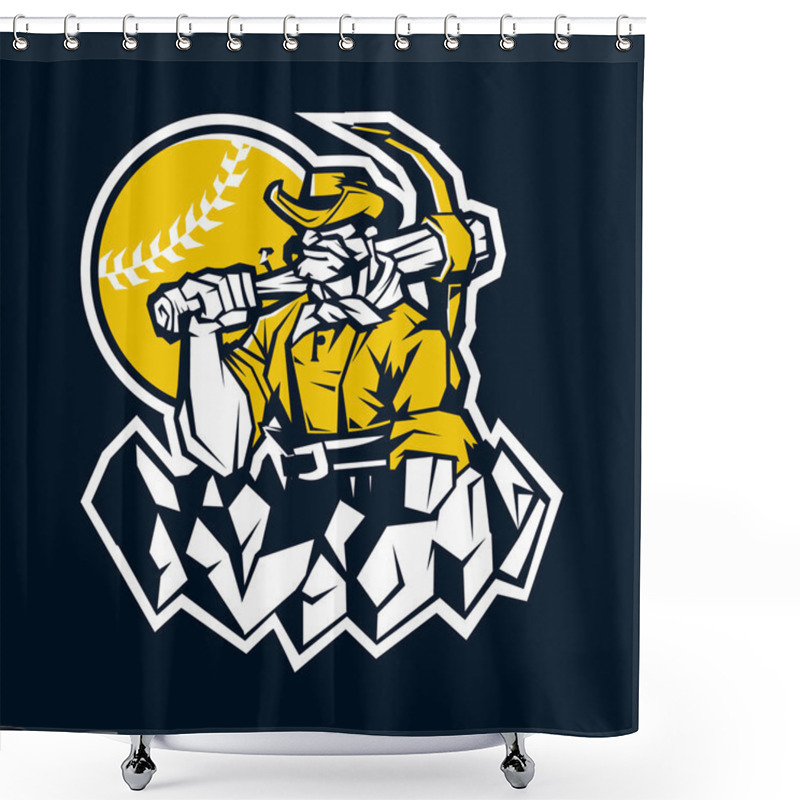 Personality  Miner Prospector Baseball Mascot .Logo Baseball Sport Shower Curtains