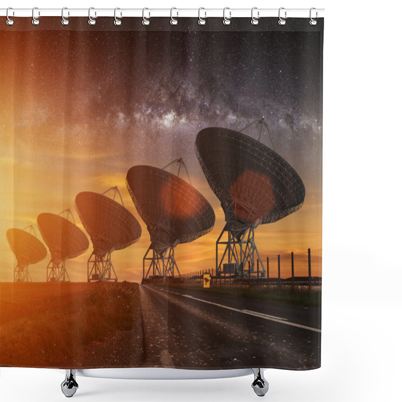 Personality  Radio Telescope View At Night Shower Curtains