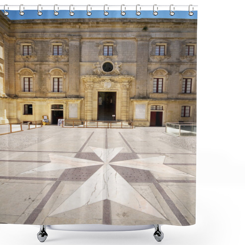 Personality  Interior Courtyard Vilhena Palace Tile Maltese Cross Mdina Malta Shower Curtains