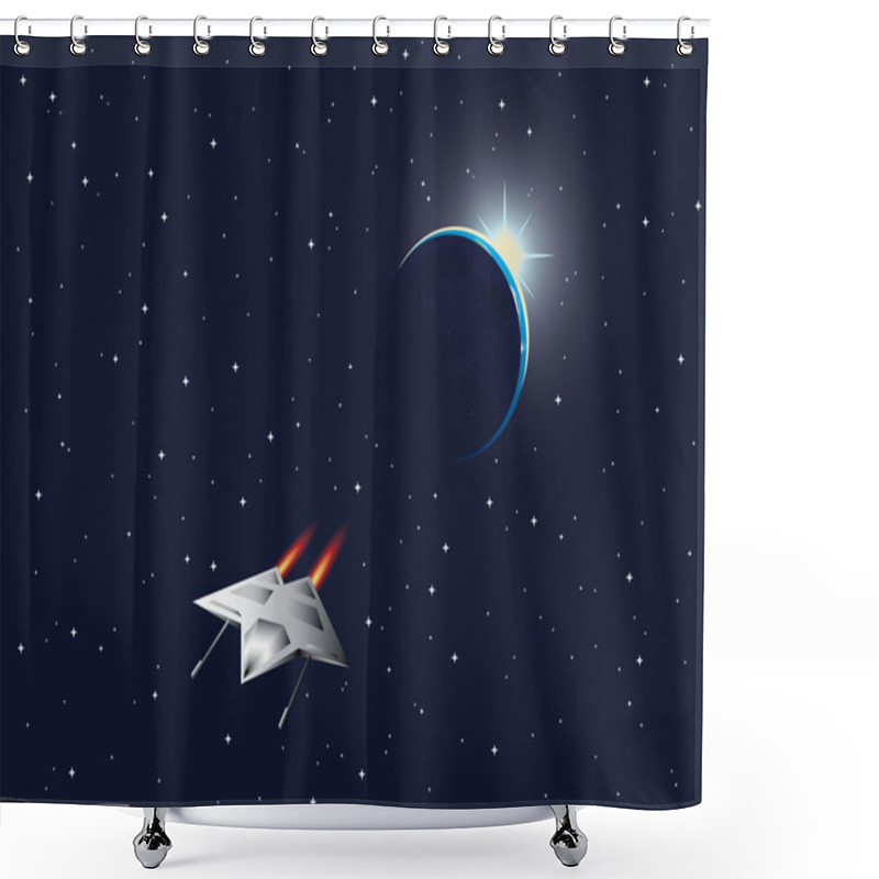 Personality  The Earth And Space Fight Shower Curtains