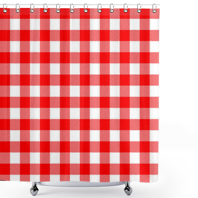 Personality  Seamless Checkered And Tartan Pattern With Red-white Stripes And Squares - Eps10 Vector Graphics And Illustration Shower Curtains