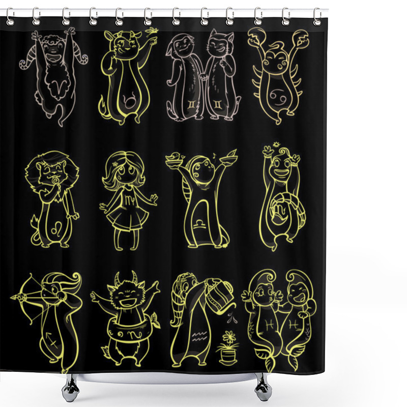 Personality  12 Signs Of Zodiac Shower Curtains