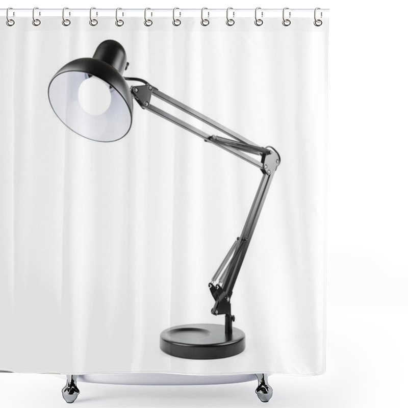 Personality  Black Desk Lamp Isolated On White Background. Table Lamp With White Background Shower Curtains