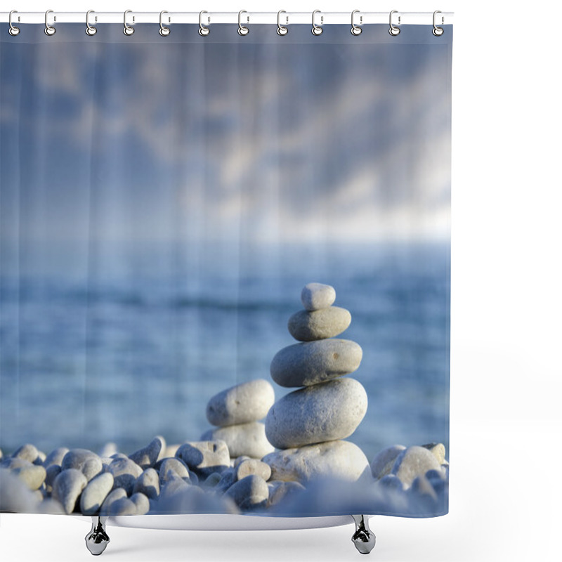 Personality  Stacked Of Stones Shower Curtains