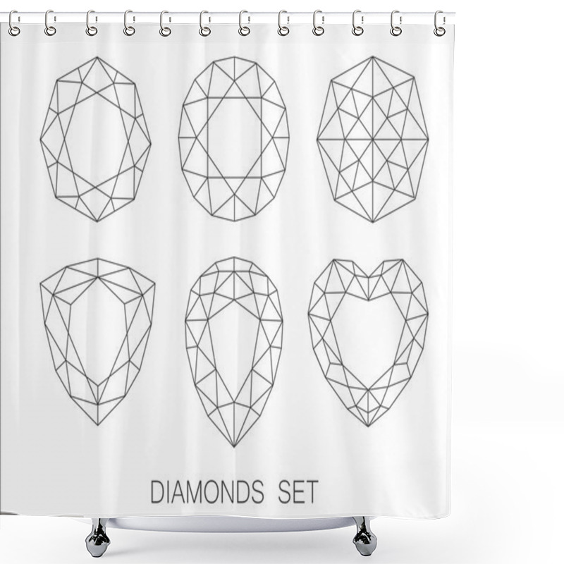 Personality  Elegant Thin Line Diamonds Icons Logo Set. Vector Illustration Shower Curtains