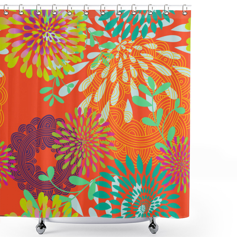 Personality  Seamless Swirls And Circles Pattern Shower Curtains