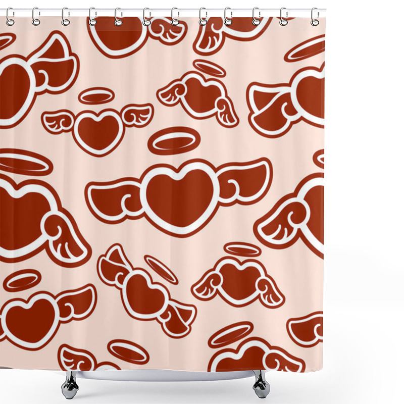 Personality  Hearts With Wings. Vector Background. Shower Curtains