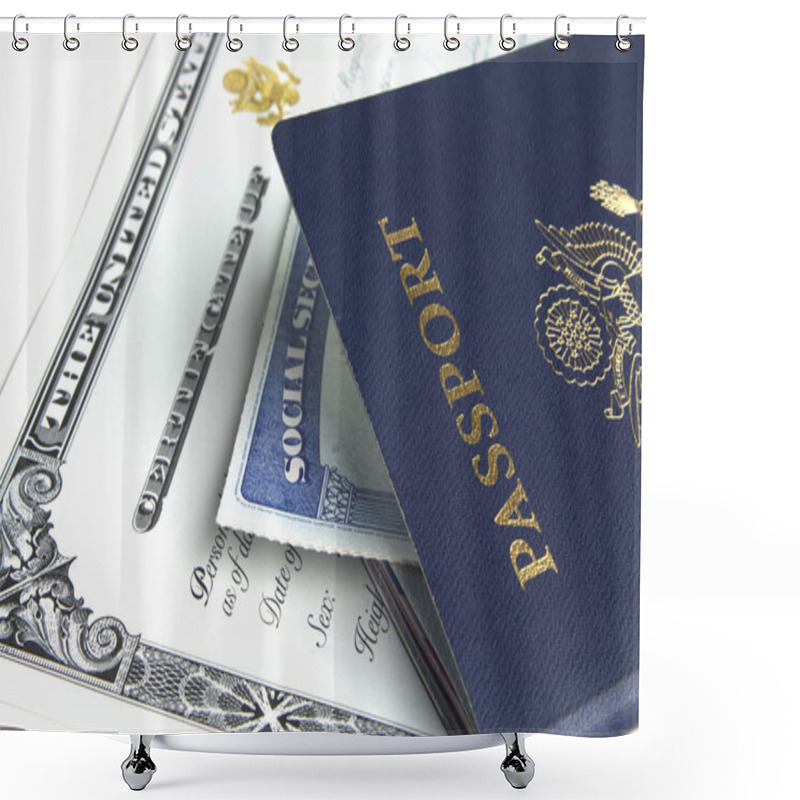 Personality  Passport And Documents Shower Curtains