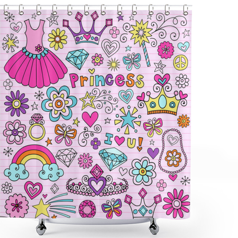 Personality  Princess Notebook Doodles Vector Icon Set Design Elements Shower Curtains