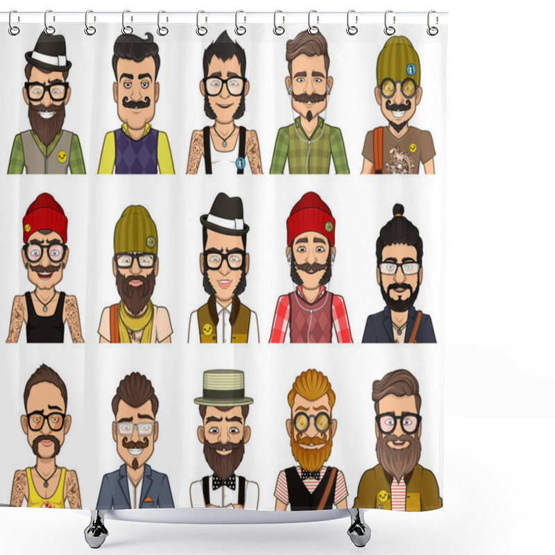 Personality  Set Of Avatars Hipsters Shower Curtains