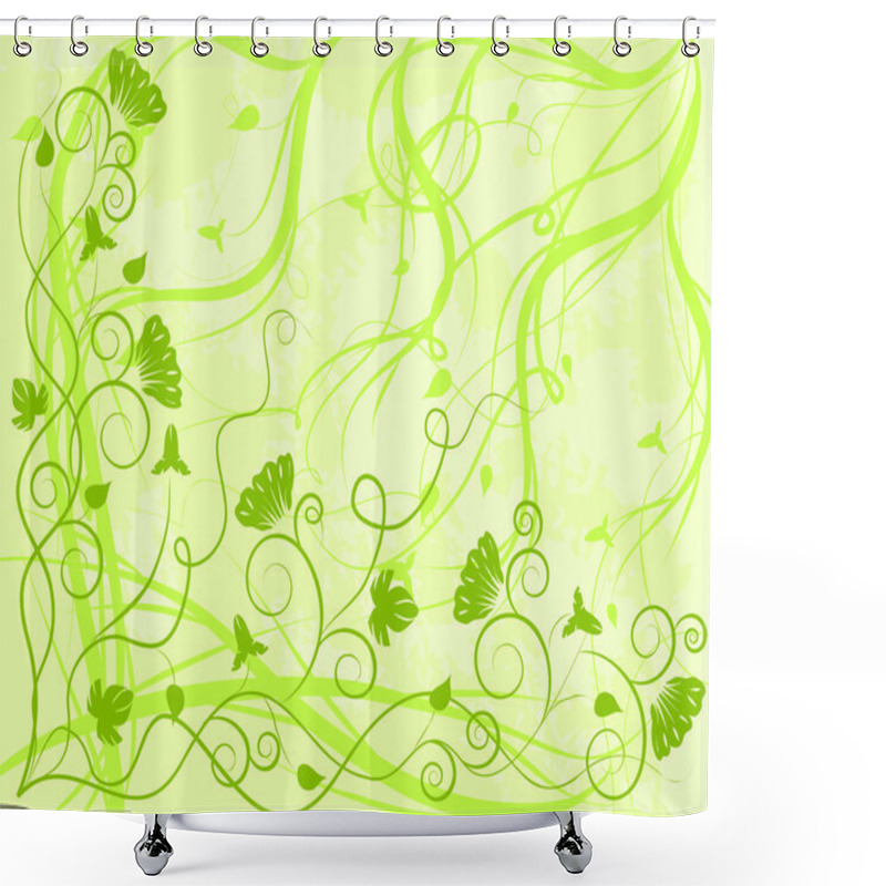 Personality  Ornate Green Background Shower Curtains