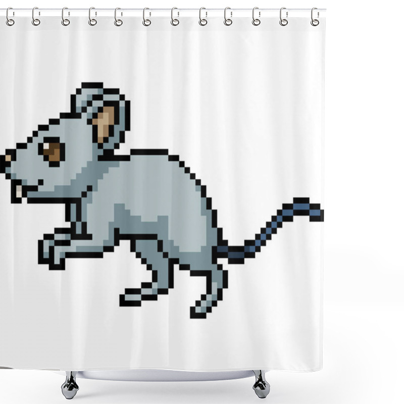 Personality  Pixel Art Of Rat Tip Toe Walking Isolated Background Shower Curtains