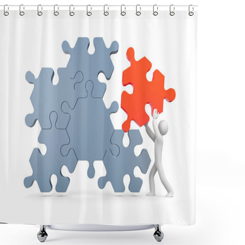 Personality  3d Man Builds An Abstract Structure Shower Curtains