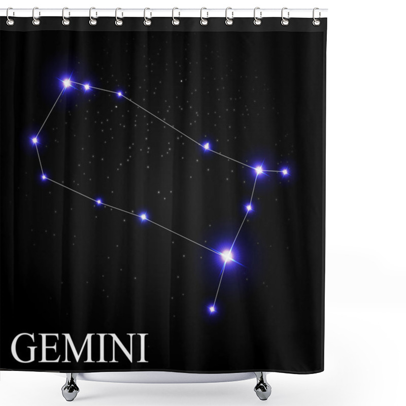 Personality  Gemini Zodiac Sign With Beautiful Bright Stars On The Background Shower Curtains