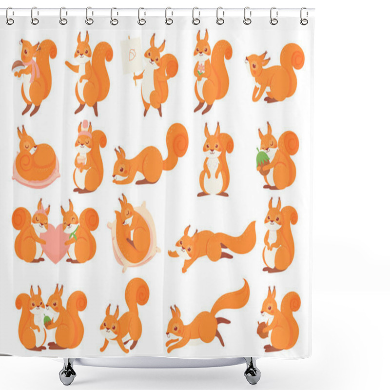 Personality  Cartoon Squirrel Collection Poses, Happy And Love Shower Curtains