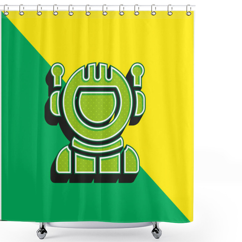 Personality  Astronaut Green And Yellow Modern 3d Vector Icon Logo Shower Curtains