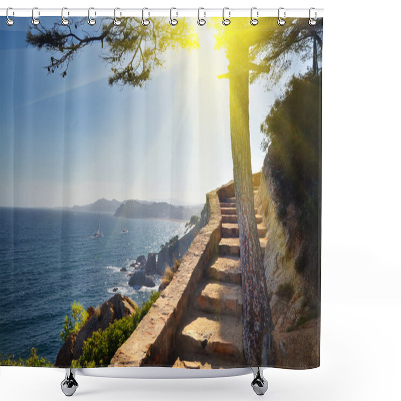 Personality  View Of Beach Costa Brava Catalonia Spain Shower Curtains